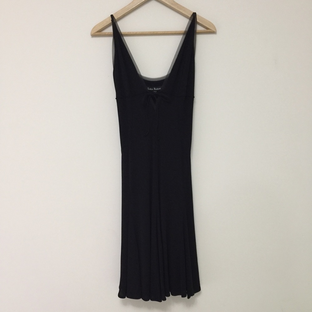 Lida Baday Black Sleeveless strappy Dress with deep tie V-neck